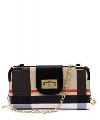 Plaid Check Turn Lock Wallet BT041 BLACK